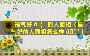 福气好 🦁 的人面相（福气好的人面相怎么样 🐳 ）